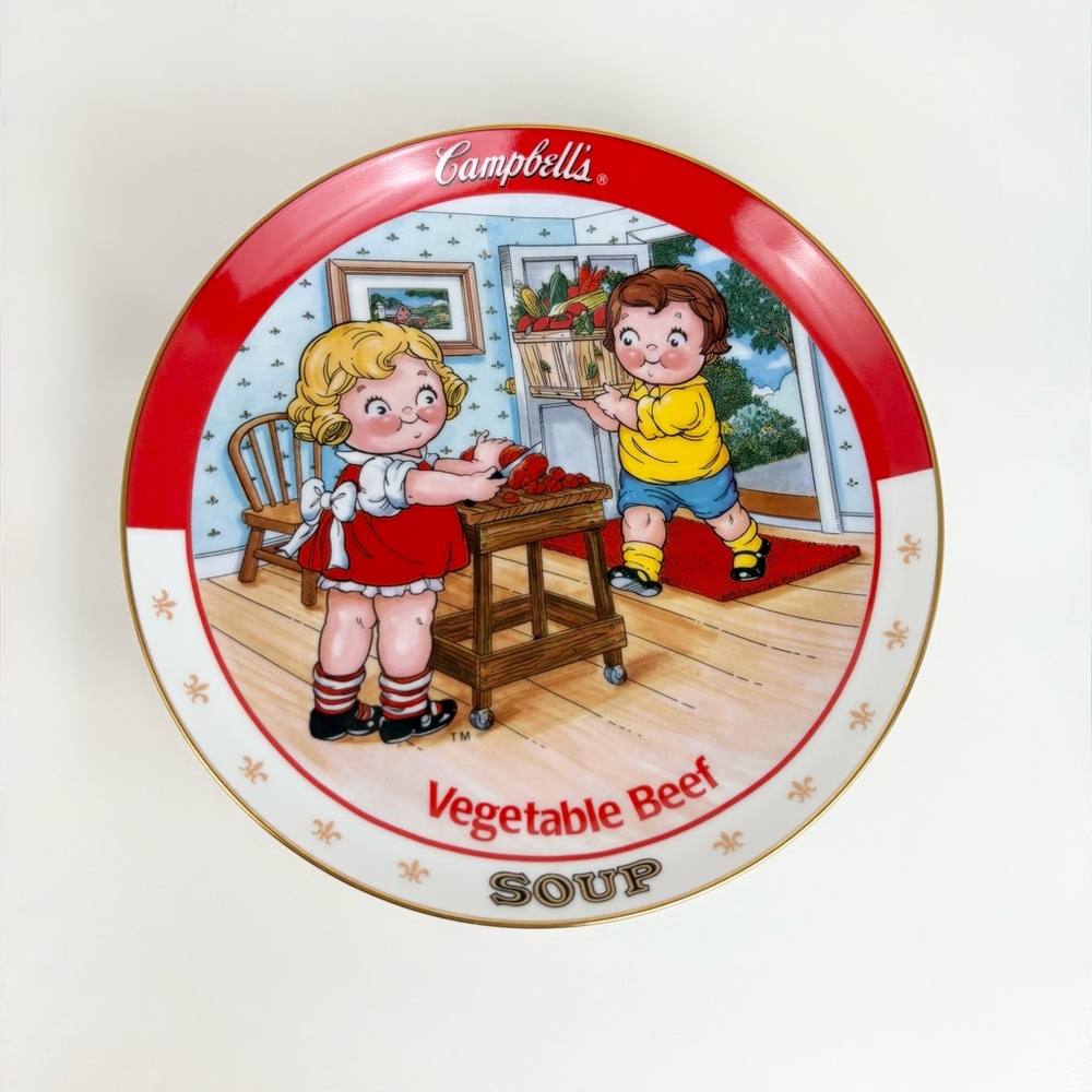 The Campbell Kids Commemorative Vegetable Beef Soup Plate Danbury Mint Limited